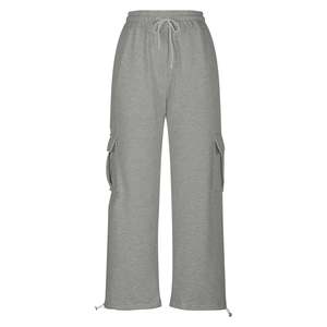 Pantalones de chándal de estilo callejero informales con logotipo personalizado con múltiples bolsillos, pantalones Cargo rectos de pierna ancha de Hip Hop a la moda para exteriores, pantalones vaqueros holgados para mujer - Product Image 2