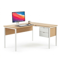 Bureau d'angle en forme de L avec tiroirs de rangement, bureau d'ordinateur moderne en bois avec support pour écran, poste de travail de direction, bureau à domicile