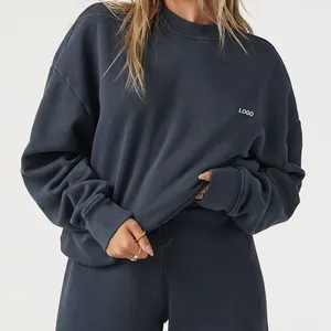 New Design Autumn Winter Plain Woman Sweatshirts Loose Fashion Pullover Oversized Women Crew Neck Sweatshirt