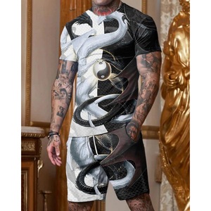 Nouveaux ensembles de shorts décontractés pour hommes à manches courtes t-shirt short ensemble de survêtement solide vêtements de marque pour hommes ensembles de 2 pièces - Product Image 5