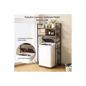 Étagère de rangement double couche scandinave moderne grande capacité 65x150 cm, meuble supérieur en métal pour salle de bain et machine à laver - Product Image 2