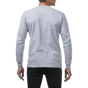 Camiseta de Manga Larga para Hombre, Corte Regular, Cuello Redondo, Color Gris Sólido, 100% Algodón Jersey, Ropa Casual - Product Image 6
