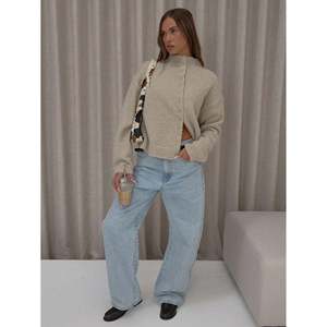Women's Handmade Button Cardigan-Long Sleeve Funnel Neck <b>Sweater</b> Warm & Breathable Autumn Print - Product Image 4