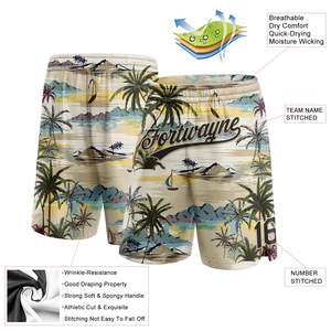 Custom <b>Shorts</b> Creems Teal-<b>Black</b> 3D Pattern <b>Beach</b> Hawaii Palm Trees Basketball <b>Shorts</b> Sportswear ommiz industry - Product Image 5