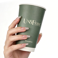 Vasos de Papel para Café Caliente Personalizados con Marca, 8oz 12oz 16oz, Vasos Desechables para Bebidas Calientes para Llevar, Vasos de Papel de Doble Pared Impresos para Cafetería