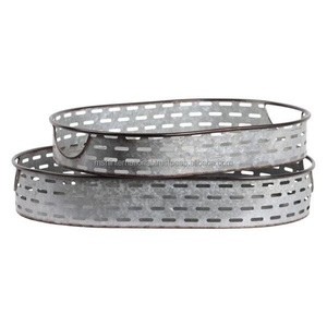Rectangle <b>Silver</b> Storage Tray Perforated Design Art Deco Style Eco-Friendly for Living Room Tabletop Use Durable Indoor Decor - Product Image 3