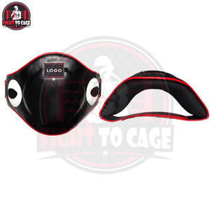 Protège-ventre de boxe en cuir noir et rouge, couleur personnalisée, absorbant les chocs, léger, pour l'entraînement de boxe, fabriqué au Pakistan, meilleur fournisseur - Product Image 2