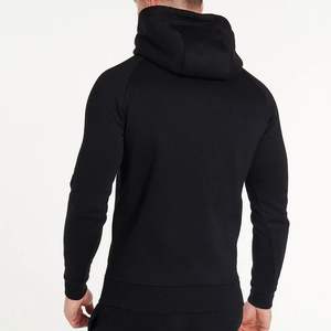 Hot-vente Slim Fit Drawstrings Soft Quick Gym Black Hoodies pour hommes - Product Image 3