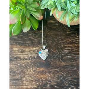 Navajo Handmade Cultural Collectible Turquoise & Sterling Silver <b>Wolf</b> <b>Necklace</b> - Product Image 1