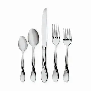 Ensemble de couverts élégant en acier inoxydable poignée polie à crochet avec fourchette cuillère couteau complet pour dîner de mariage - Product Image 5