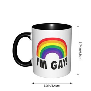 Sono Gay arcobaleno con manico nero tazze da caffè di compleanno tazze da tè in ceramica 11oz - Product Image 5