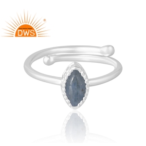 Anillo de piedras preciosas de cianita Natural de Plata de Ley 925, joyería personalizada para mujer, regalo para ella - Product Image 3