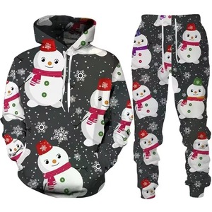 Customizable <b>Christmas</b> Unisex Slim Fit Streetwear Plus Size Tracksuit Set 100% Cotton Breathable Winter OEM - Product Image 3