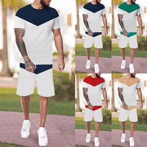 Mode hommes coton t-shirt ensembles courts été imprimé Street Style grande taille hommes ensembles bas quantité minimale de commande respirant coton T-shirt ensemble - Product Image 2