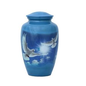 Embossed Brass Cremation Urn With Enamel <b>for</b> Funeral Used <b>Ashes</b> Jar in Adult Size Unique Design - Product Image 2