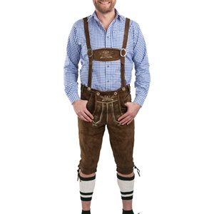 Nuevos pantalones cortos de cuero Trachten Oktoberfest para hombre, pantalones cortos bávaros de alta calidad en piel de vaca genuina, estilo kneibund. - Product Image 3
