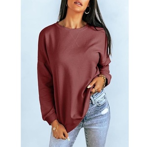 New Collection Luxury Long Sleeve Round Neck Shoulder Slope Solid Comfortable Casual <b>Women's</b> Cotton Sweatshirt From Bangladesh - Product Image 5