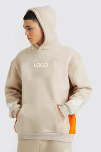 ผู้ผลิตเสื้อผ้า OEM รับผลิตเสื้อฮู้ดดี้และกางเกงขายาวแบบมีซับในขนแกะ  ลายพิมพ์นูน 3 มิติ โลโก้ตามสั่ง สำหรับฤดูหนาว ไซส์ XXL ชุดสองชิ้น ตัดเย็บแบบตัดต่อสีตัดกัน - Product Image 3