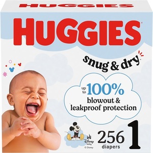 Pañales Huggies Snug & Dry para recién nacidos, tamaño 1 (8-14 libras), algodón antifugas de 256 unidades para recién nacidos y bebés XXL, 4 paquetes de 64 - Product Image 5