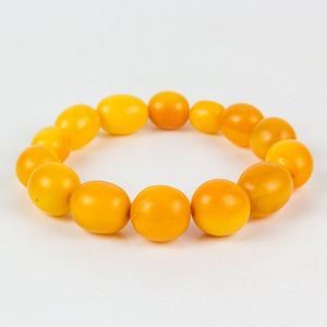 Pulsera de cuentas de resina gruesas en tono ámbar de moda, con detalles dorados, forma redonda y cúbica, joyería hecha a mano, pulsera elástica brillante y llamativa. - Product Image 5