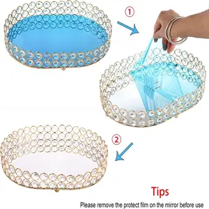 Bandeja redonda martillada para casas de lujo, Plata pulida para Decoración de mesa, oro antiguo para banquetes y eventos, caja fuerte chapada - Product Image 2