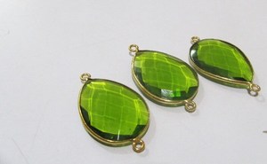 Conector de Latón con Peridoto, Hidrocuarzo y Cuarzo, Forma de Pera, Bisel, Tamaño 20x25 mm, Doble Aro, Dijes de Alta Calidad para Fabricación de Joyería - Product Image 3