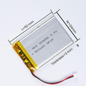 공장 도매 초박형 리포 배터리 HHS 303450 <span class=keywords><strong>3.7v</strong></span> 500mAh 리튬 폴리머 배터리 웨어러블 IoT 기기 카메라 DVD용 - Product Image 1