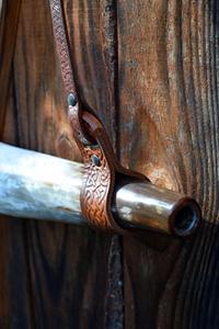 Eco-Friendly Polished Norse Blowing <b>Horn</b> From Natural <b>Buffalo</b> <b>Horn</b> with Leather Straps-Feng Shui & Religious Style - Product Image 2