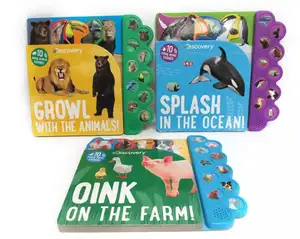 Desain paling keren Discovery mendengar hewan pertanian growl dengan 10 tombol Super buku suara untuk anak-anak belajar berbicara mainan