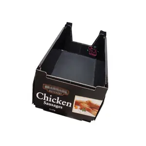 胶印黑色瓦楞纸板鸡肉香肠新鲜蔬菜托盘水果展示包装盒