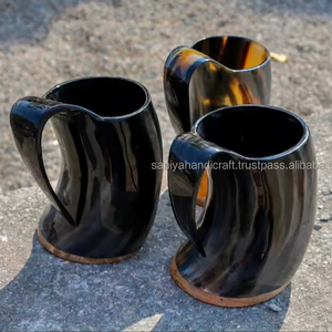 Saniya Artesanías Cuerno de búfalo natural Jarra de cerveza Pulido Estilo vikingo Cuerno de buey Cuerno para beber Estilo animal Artesanías naturales - Product Image 4