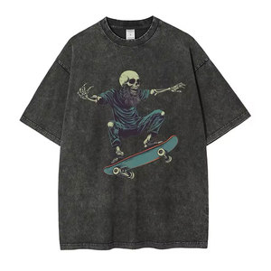 T-shirt personnalisé délavé à l'acide pour hommes T-shirt vintage surdimensionné imprimé 100% coton T-shirt délavé à l'acide unisexe d'été - Product Image 5