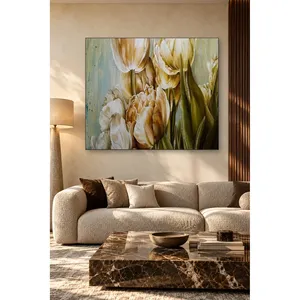 Impression sur toile Fida Cream and Gold Tulip Bouquet - Product Image 2