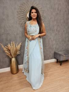 Inde Designer Koti Trendy Trois pièces Prêt-à-porter Western Saree Set pour les fêtes Mode ethnique moderne pour la saison des mariages - Product Image 3