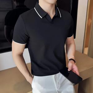 Venta directa de fábrica personalizada, polos suaves en blanco, polos de algodón de talla grande para hombre con cuello levantado, diseño personalizado, polos transpirables para hombre - Product Image 5