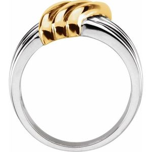 Stuller 18KWY Criss-Cross <b>Ring</b> 50550:100004P Gold Plated Alloy Number Geometric Shape with Invisible Setting HipHop Trendy Style - Product Image 2