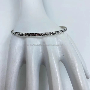 Elegant Intricately Carved Silver <b>Charm</b> <b>Bracelets</b> and Bangles Engraved Accessory <b>for</b> Special Occasions - Product Image 1