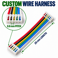 Câble de signal court 0,6-0,8 mm avec micro-connecteur, faisceau de câbles isolés en PVC, 2-9 broches, 20-90 mm, IDC à perforation, personnalisé OEM