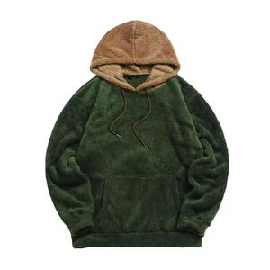 2025 nouvelle veste Sherpa surdimensionnée à capuche zippée pour hommes avec col brodé et sweat ceinturé veste à capuche pour hommes - Product Image 4