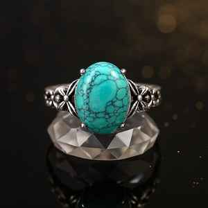 Bague en pierre précieuse turquoise naturelle, argent sterling 925, bijoux faits à la main pour femmes, bague statement, fournisseur en gros - Product Image 2