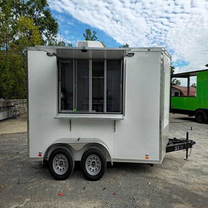 Remorque de restauration mobile blanche 7x12 avec toit en V, entièrement équipée, pour la vente de pizzas, à vendre - Product Image 1
