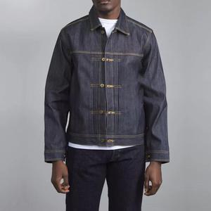 Veste en jean unisexe en denim selvedge épais, style streetwear, éco-responsable, option logo personnalisé sur le devant, fabrication OEM - Product Image 1