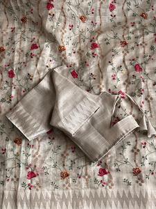 Sari indio étnico de seda banarasi para mujer, con bordado de hilo multicolor, elegante y hermoso borde, para adulto - Product Image 4