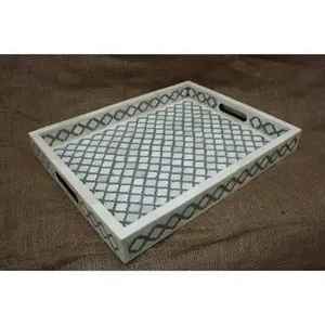 Bandeja para servir con incrustaciones de hueso con mango plateado, forma rectangular, diseño moderno, respetuoso con el medio ambiente, duradero, Apto para lavavajillas, uso en fiestas - Product Image 5