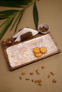 Plato de servir de madera de nácar más vendido con tazón a bajo precio de la India - Product Image 2