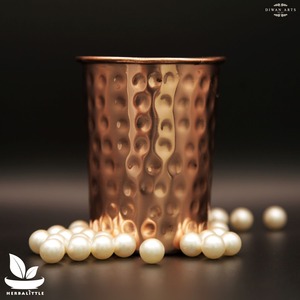 Portavelas de cobre y vidrio con diseño de martillo, pulido, para cera de vela, decorativo para sala de estar y hogares modernos - Product Image 1