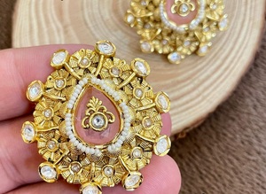 Elegantes pendientes de Moissanite Polki de moda de la mejor calidad, aspecto hermoso, perfecto para bodas y ocasiones especiales, ropa moderna - Product Image 5