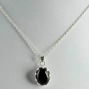 Navya Craft Handmade 925 <b>Solid</b> Sterling <b>Silver</b> Pendant Chain <b>Necklace</b> Black Onyx January Birthstone Christmas Gift for Women - Product Image 1