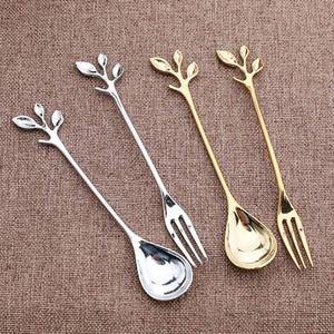 Cuchara de Acero Inoxidable Chapada en Plata, Cuchara Larga y Plana con Mango de Flor y Hoja de Rosa, Juego de Servidor de Cuchara de Café para Servir Ensalada - Product Image 5