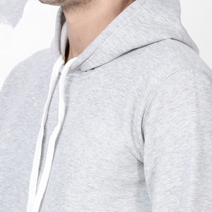 Basics coton mélangé gris clair à capuche hommes plaine personnalisé blanc pull polaire sweat à capuche doux coton Streetwear décontracté - Product Image 6
